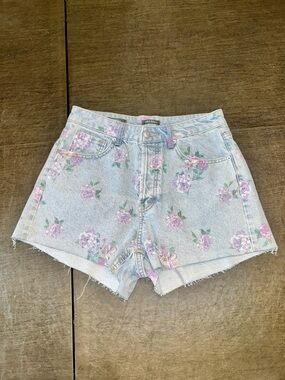 wild fable distressed-cut off Denim Shorts with Pink Floral Print